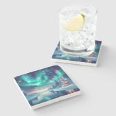 Aurora borealis/Kerstmis/Winter Stenen Onderzetter (Zijkant)