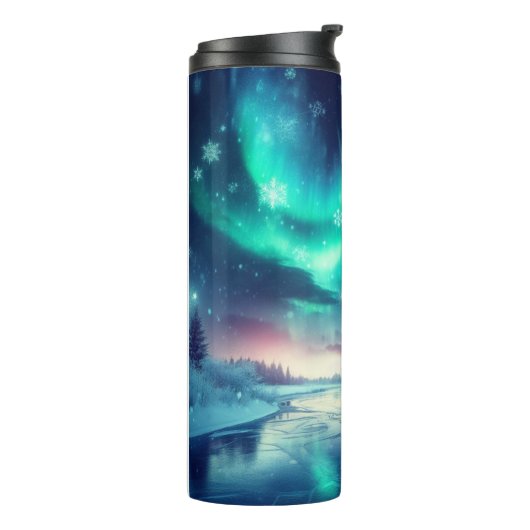 Aurora borealis/Kerstmis/Winter Thermosbeker (Gedraaid links)