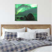 Aurora Borealis Lofoten Beach Norway Canvas Afdruk (Insitu (Slaapkamer))