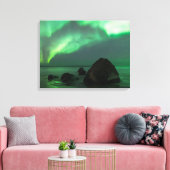 Aurora Borealis Lofoten Beach Norway Canvas Afdruk (Insitu (Woonkamer))