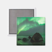 Aurora Borealis Lofoten Beach Norway Magneet (Voorkant / Achterkant)