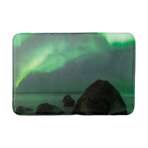 Aurora Borealis Lofoten-strand Noorwegen Badmat