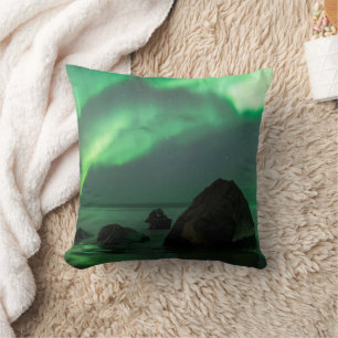 Aurora Borealis Lofoten-strand Noorwegen Kussen