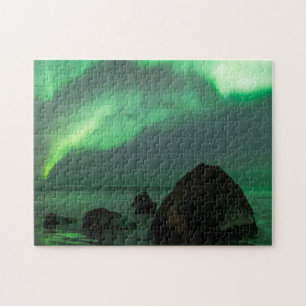 Aurora Borealis Lofoten-strand Noorwegen Legpuzzel