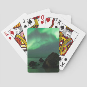 Aurora Borealis Lofoten-strand Noorwegen Pokerkaarten