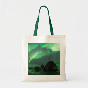 Aurora Borealis Lofoten-strand Noorwegen Tote Bag