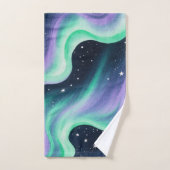 Aurora Borealis, motif vert et violet (Serviette à main)