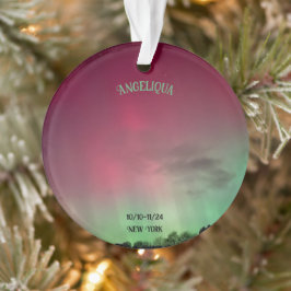 Aurora Borealis Naam Datum Acryl Ornament