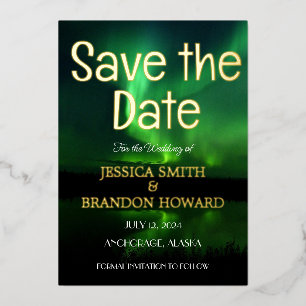 Aurora Borealis Noorderlicht Elegante bruiloft Folie Uitnodiging