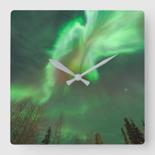 Aurora Borealis Noorderlicht   Fairbanks Vierkante Klok