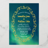 Aurora Borealis Noorderlicht Gold Folie Wedding Folie Uitnodiging (Voorkant)