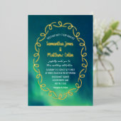 Aurora Borealis Noorderlicht Gold Folie Wedding Folie Uitnodiging (Staand Voorkant)