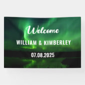 Aurora Borealis Noorderlicht Groene Trouwbanner Spandoek (Horizontaal)