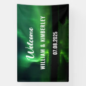 Aurora Borealis Noorderlicht Groene Trouwbanner Spandoek (Verticaal)