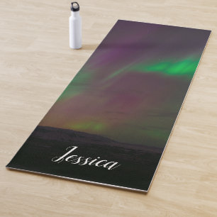 Aurora Borealis noorderlichten Arctische bergen Y Yogamat