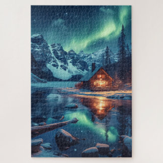 Aurora Borealis Nordic Night Natuur Landschap Legpuzzel