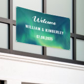 Aurora Borealis Northern Lights Green Wedding Bann Spandoek (Buitenkant Gebouw)