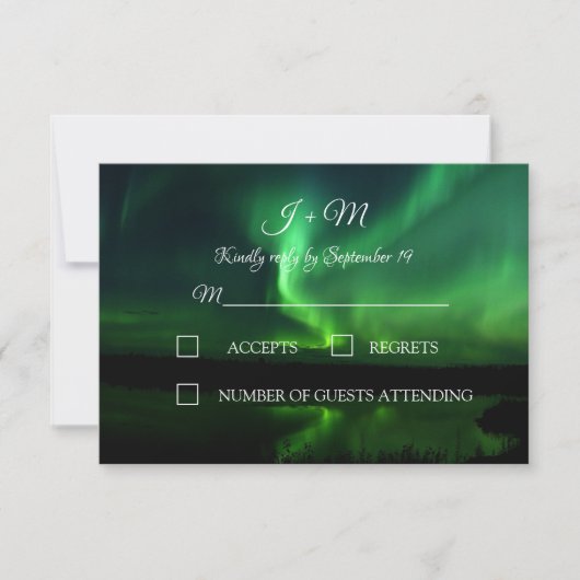Aurora Borealis Northern Lights Wedding RSVP (Devant)
