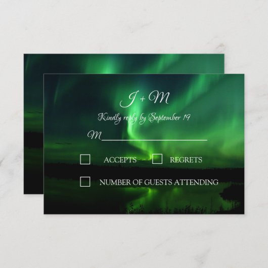 Aurora Borealis Northern Lights Wedding RSVP (Devant / Derrière)