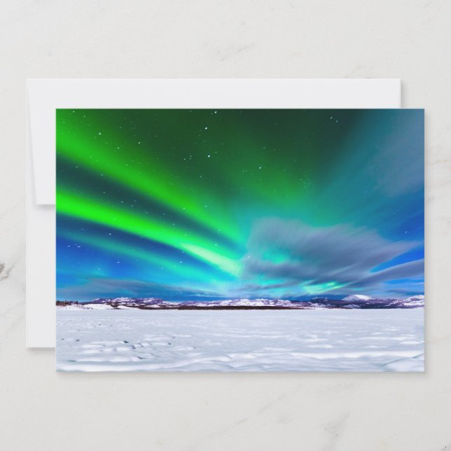 Aurora borealis over het bevroren meer van de Labe (Voorkant)