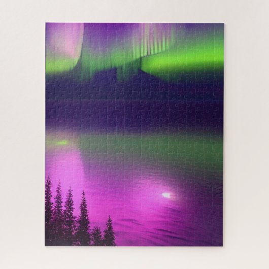 Aurora Borealis over water Legpuzzel (Verticaal)