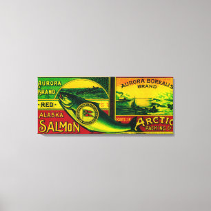 Aurora Borealis Salmon Can LabelKarluk, AK Canvas Afdruk