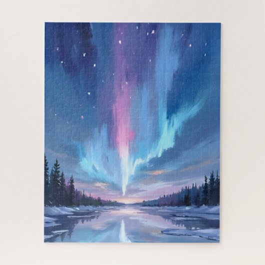 Aurora Borealis Watercolor Noorderlicht Geschilder Legpuzzel (Verticaal)