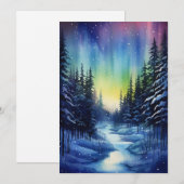 Aurora Borealis Winter Nacht Feestdagenkaart (Voorkant / Achterkant)