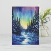 Aurora Borealis Winter Nacht Feestdagenkaart (Staand voorkant)
