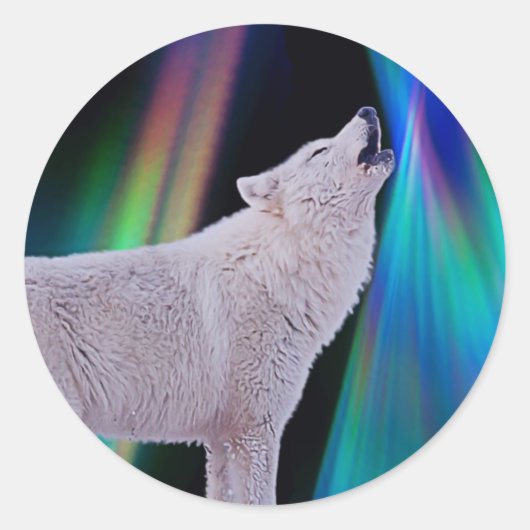 Aurora Borealis Wolf Song | Sticker arc-en-ciel (Devant)