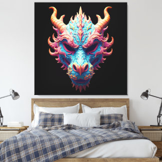 Aurora Dragon Mask Canvas Afdruk