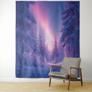 “Aurora Dromen – Betoverde Winterbos Tapijt Wandkleed
