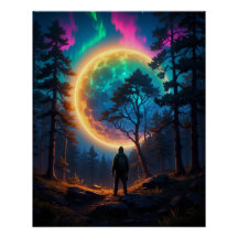 Aurora Forest Explorer - Cosmic Night Sky Artwork