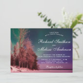 Aurora Forest Northern Lights Wedding Invitation Kaart (Staand voorkant)