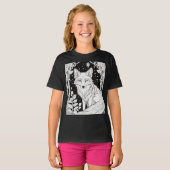 Aurora Fox Kinder Kleurstof T-shirt - Zwart & Wit  (Voorkant volledig)