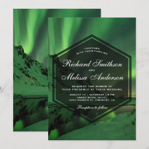 Aurora Glacier Northern Lights Wedding Invitation Kaart