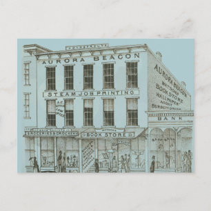 Aurora Illinois Aurora Beacon News 1871 Stone Lith Briefkaart