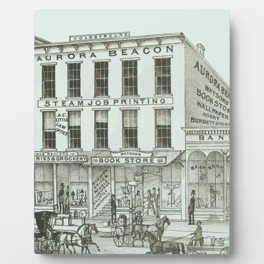 Aurora Illinois Aurora Beacon News 1871 Stone Lith Fotoplaat (Voorkant)