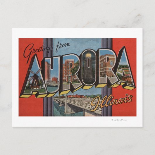Aurora, Illinois - grote letterscènes Briefkaart (Voorkant)