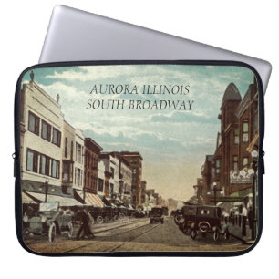 Aurora Illinois South Broadway WATERVERF Art 1920 Laptop Sleeve