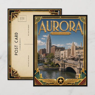 Aurora Illinois Vintage Art Deco Gouden Tijdperk Briefkaart