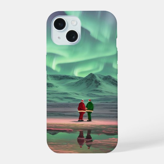 Aurora Kerst iPhone 15 Hoesje (Achterkant)
