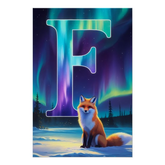 Aurora Letter F Poster | Northern Lights Art Print (Devant)