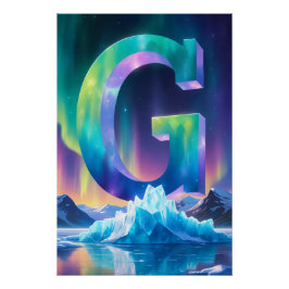 Aurora Letter G Poster | Northern Lights Art Print Perfect Poster