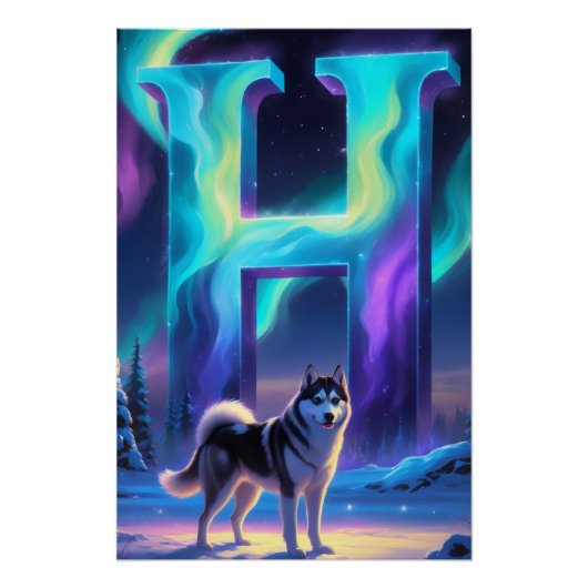 Aurora Letter H Poster | Northern Lights Art Print (Devant)