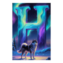 Aurora Letter H Poster | Northern Lights Art Print