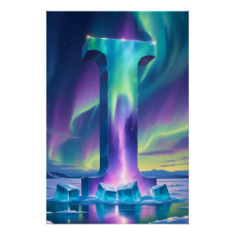 Aurora Letter I Poster | Northern Lights Art Print Perfect Poster