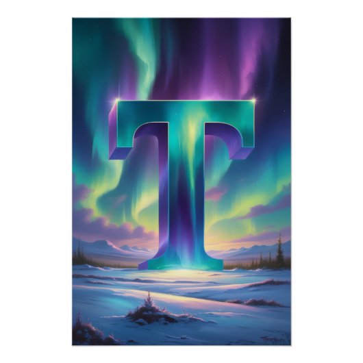 Aurora Letter T Poster | Northern Lights Art Perfect Poster (Voorkant)