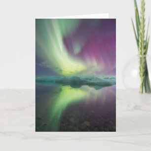 Aurora lichten in lagune Jokulsarlon, IJsland Kaart