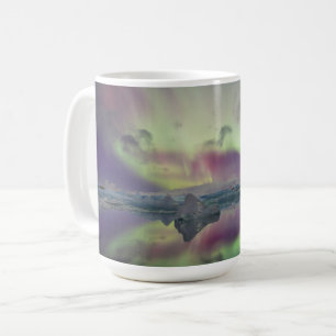 Aurora-Lichten Weerspiegelen Lagune IJsland Koffiemok